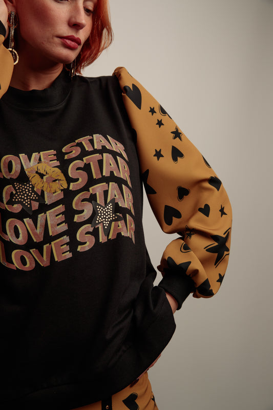 Sudadera Combinada Love Star