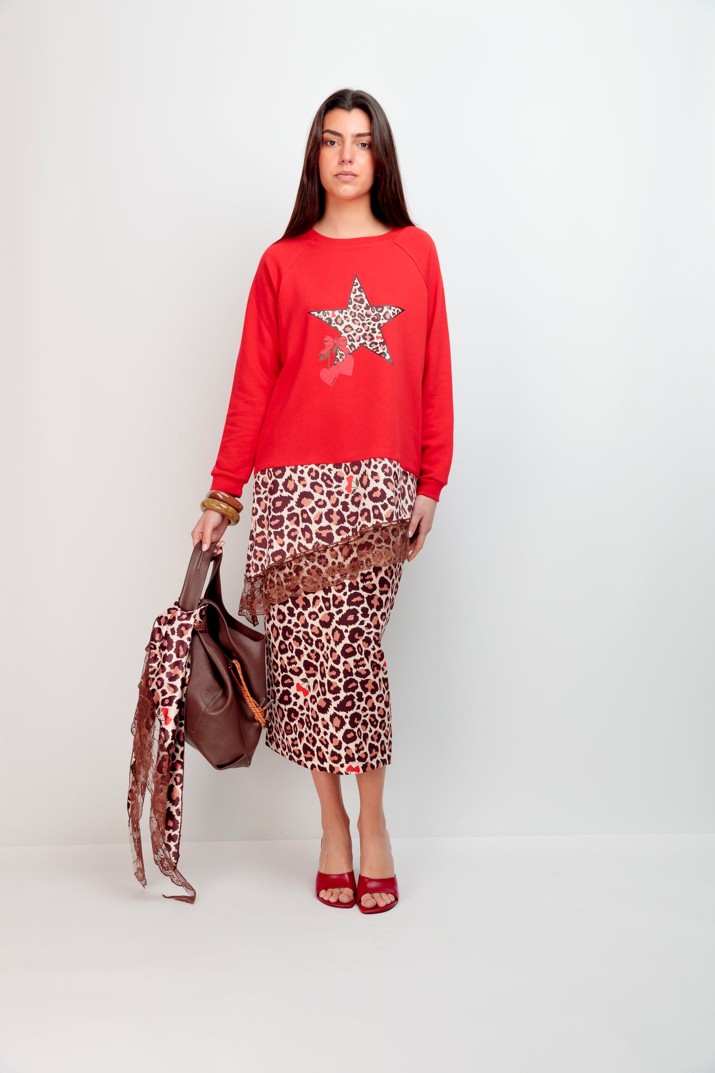 Sweat-shirt combiné dentelle Cherry Star