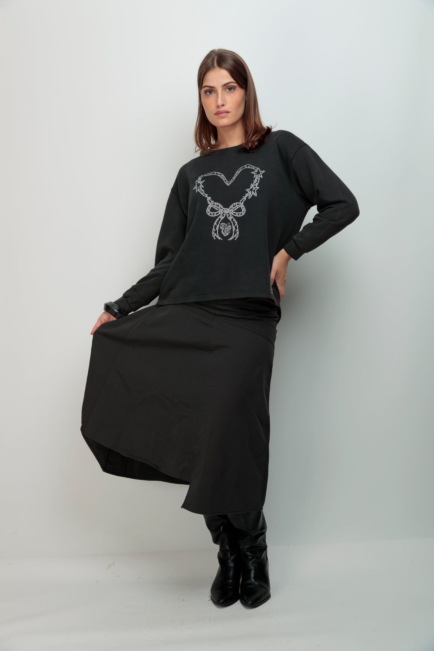 Sudadera Corazón Lazo Strass