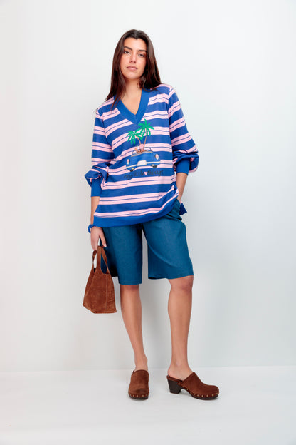 Sweat-shirt Rayures en V Voiture