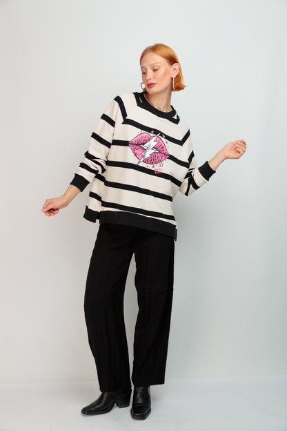 Striped Crew Neck Sweatshirt