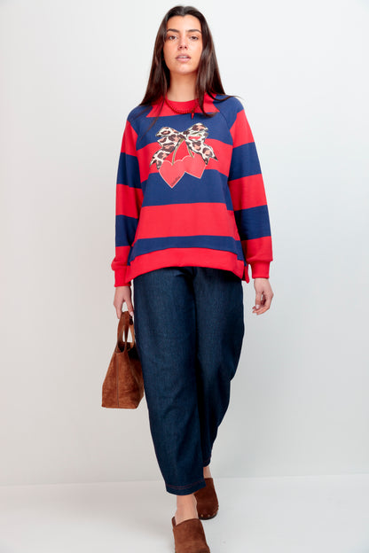 Sweat-shirt rayé marine avec nœud Cherry