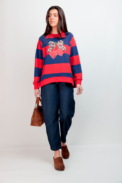 Sweat-shirt rayé marine avec nœud Cherry