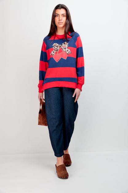 Sweat-shirt rayé marine avec nœud Cherry