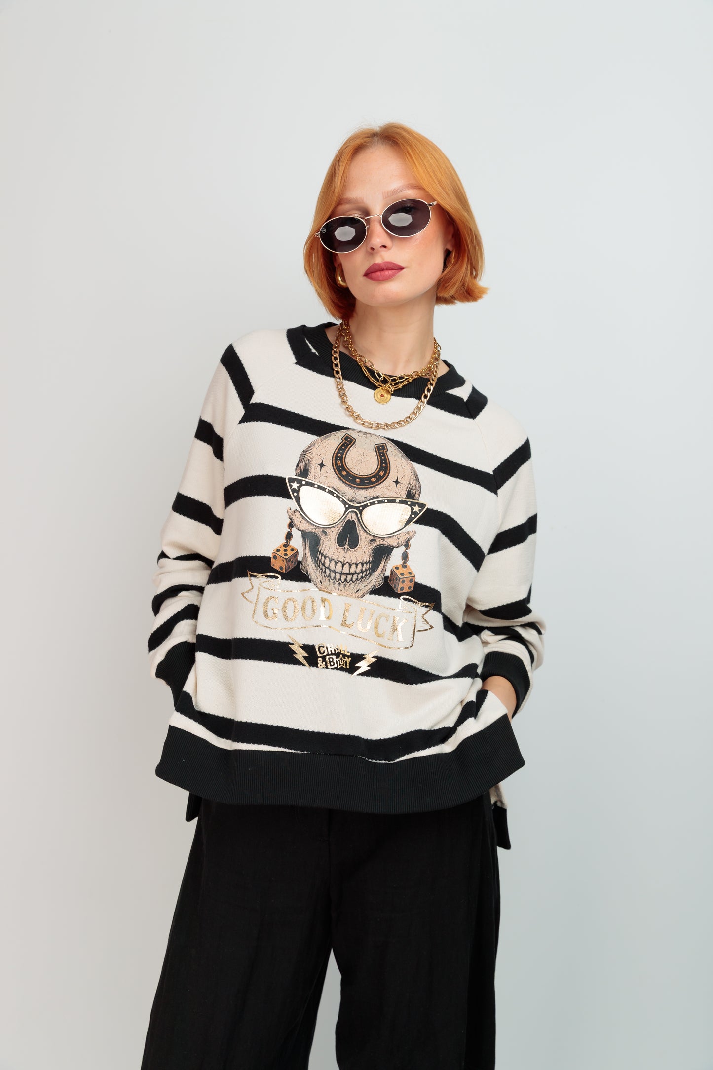 Good Luck Striped Sweatshirt