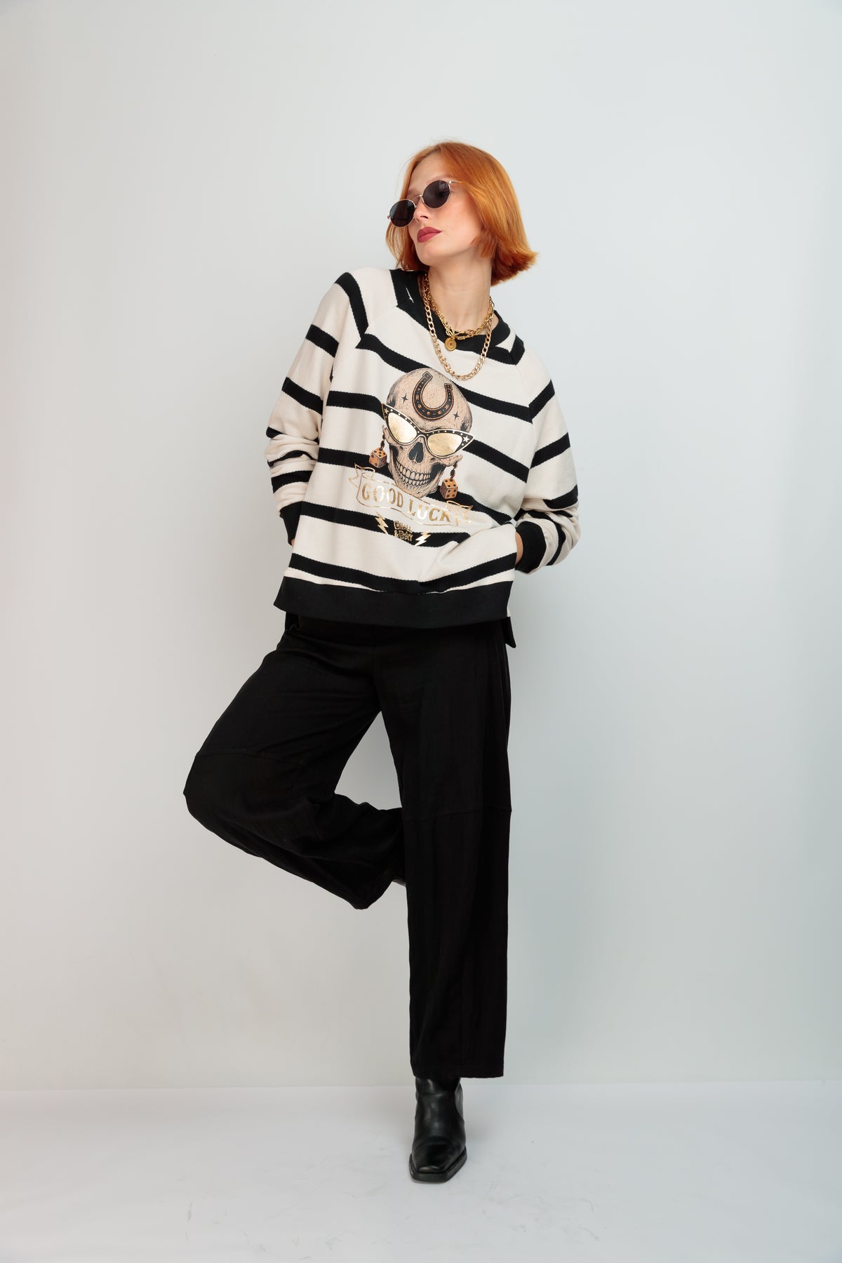 Good Luck Striped Sweatshirt
