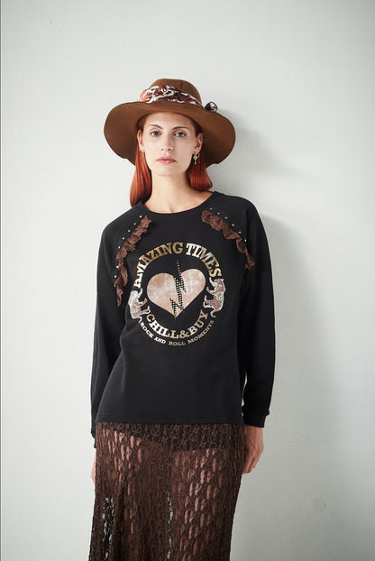 Sudadera Tachas Amazing Brown