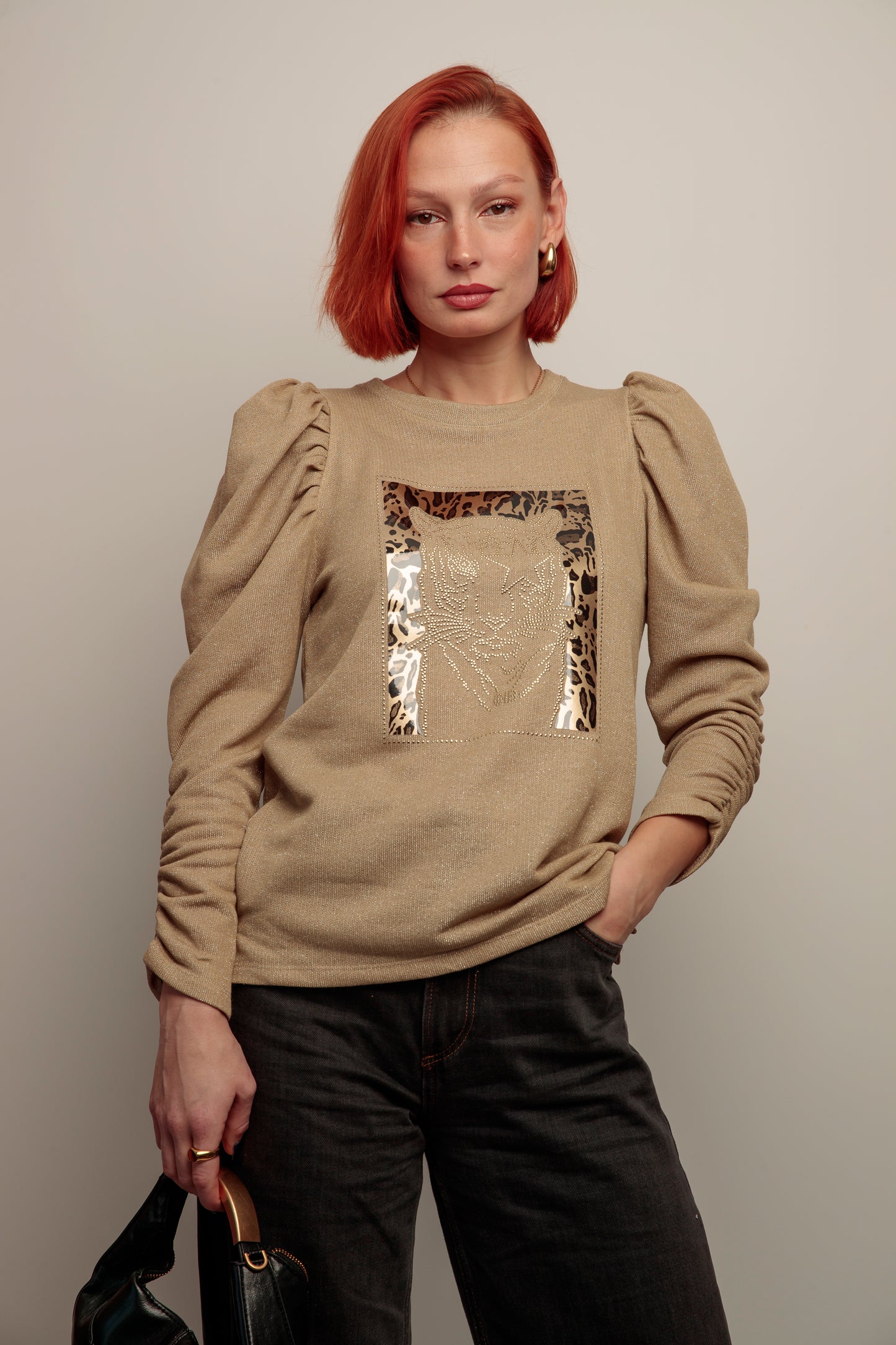 Sudadera Lurex Tiger Strass