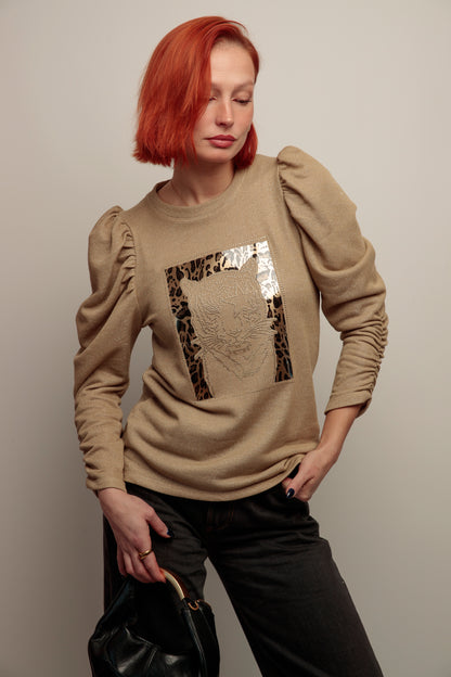 Sudadera Lurex Tiger Strass