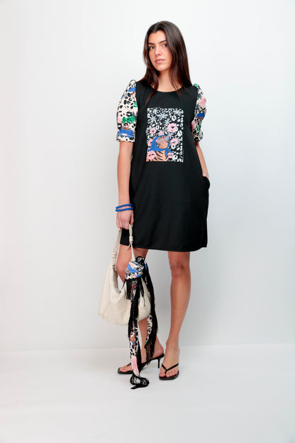 Robe Manches Clips Écusson Baiser