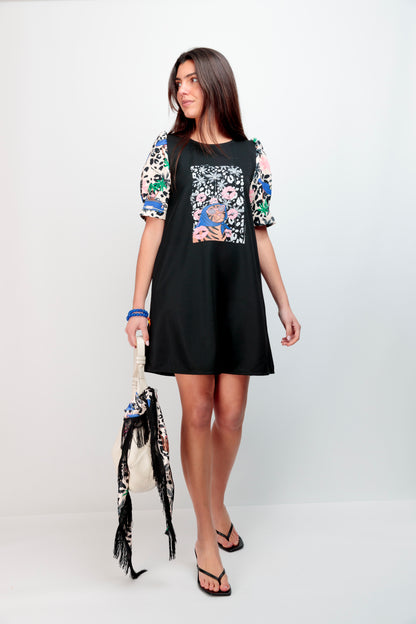 Robe Manches Clips Écusson Baiser