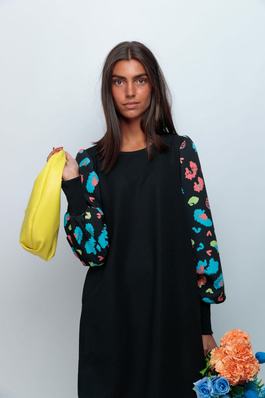 VESTIDO ABULLONADO ESTAMPADO PRINT SKULL