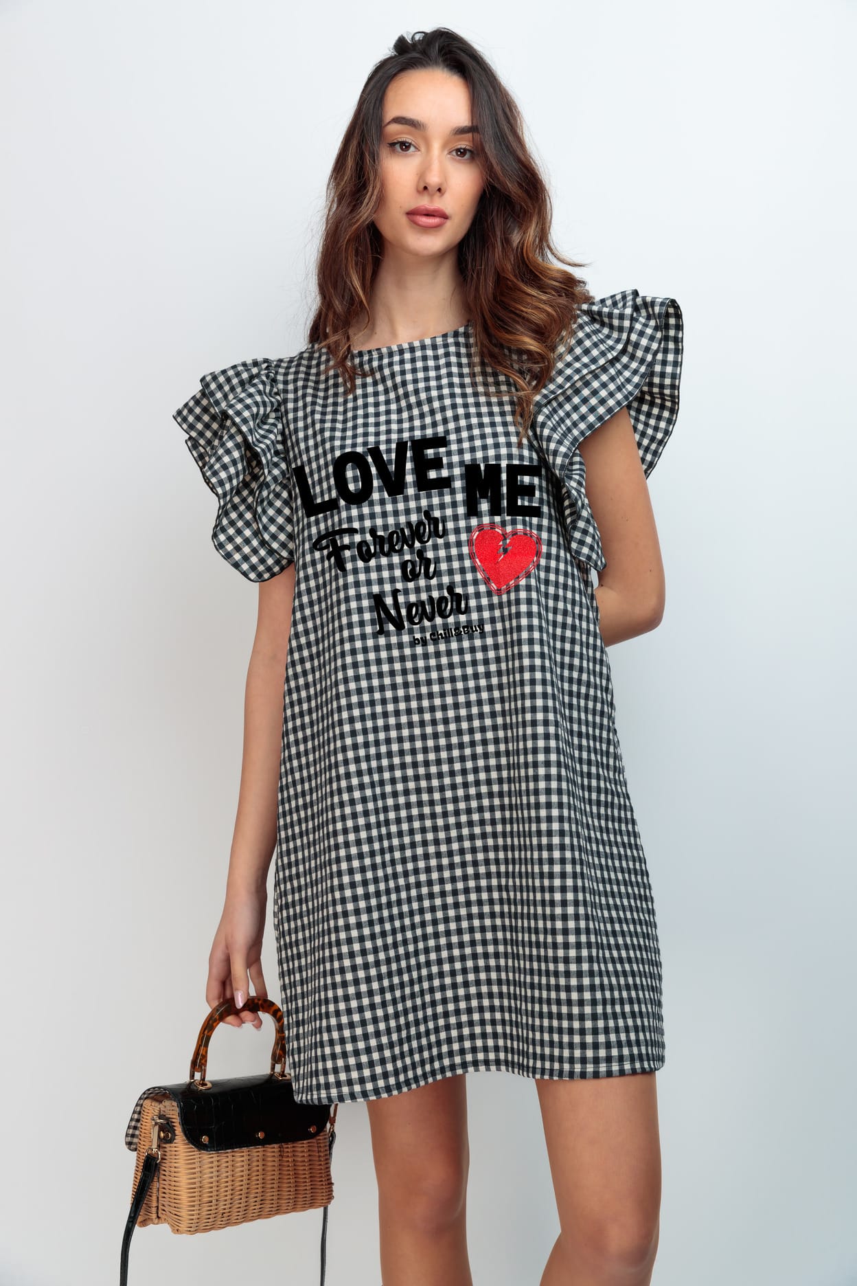 VESTIDO KEIRA VICHY NEGRO FOREVER LETRAS NG