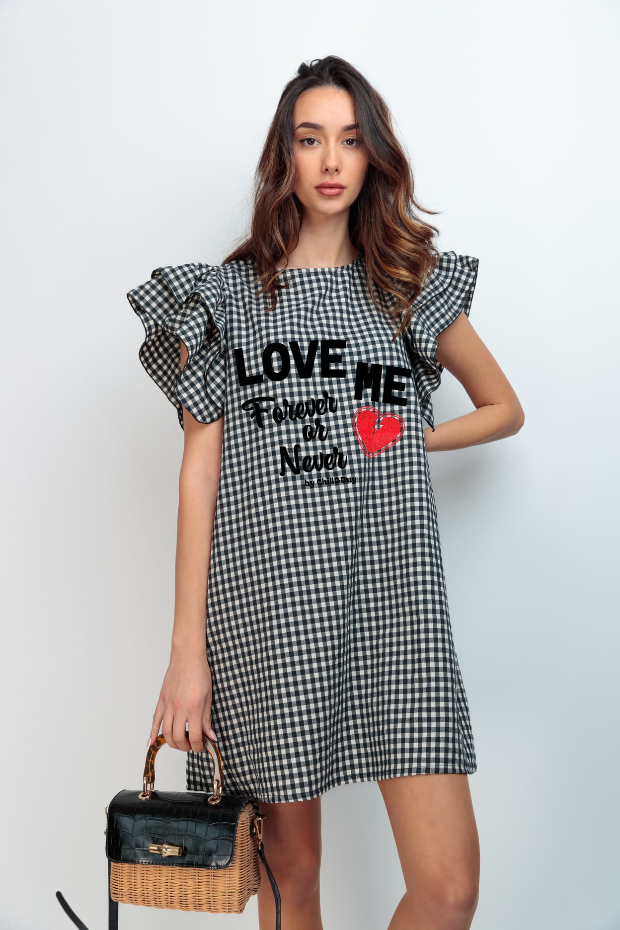 VESTIDO KEIRA VICHY NEGRO FOREVER LETRAS NG