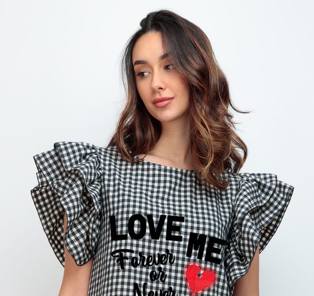 VESTIDO KEIRA VICHY NEGRO FOREVER LETRAS NG