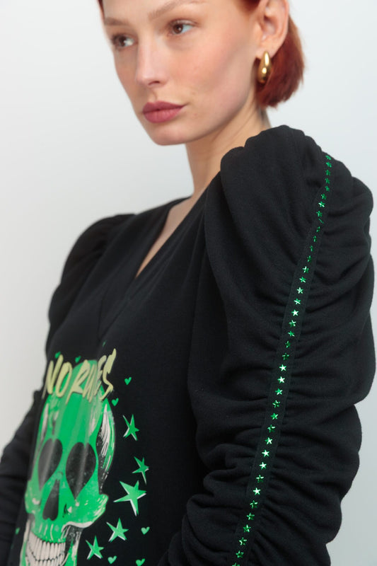 VESTIDO LARGO CANELA TACHAS SKULL STAR VERDE ()