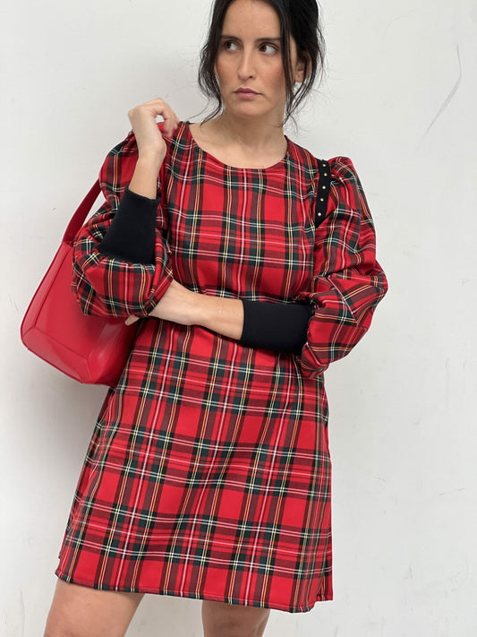 VESTIDO MANGA MIA ESC ROJO SIN DISENO
