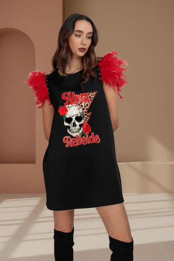 Vestido Plumas Alma Rebelde