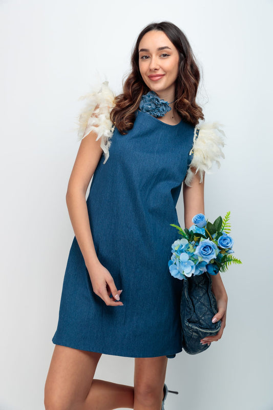 VESTIDO PLUMAS VAQUERO SIN DISENO