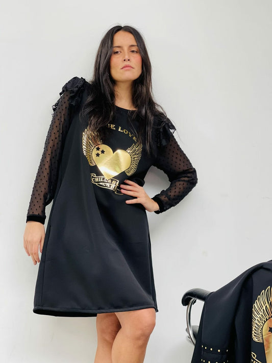 VESTIDO PLUMETI CORAZON ALAS