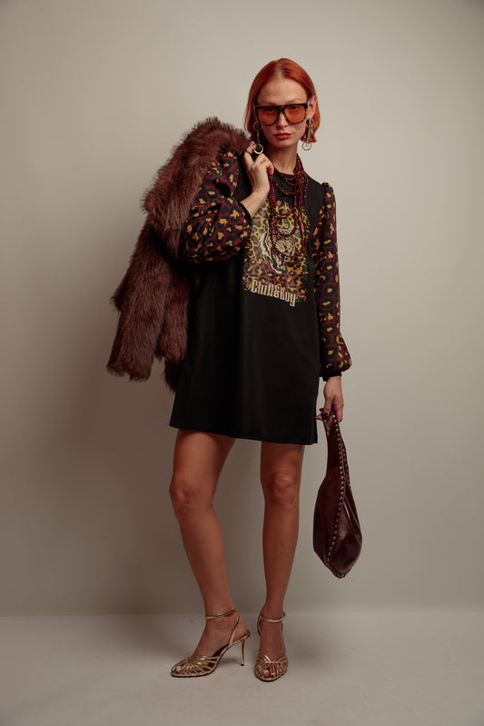 Vestido Abullonado Tigre Print
