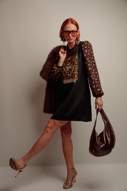 Vestido Abullonado Tigre Print