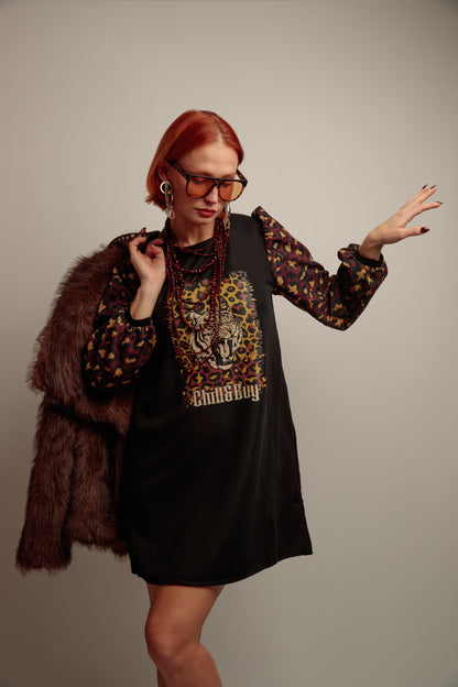Vestido Abullonado Tigre Print