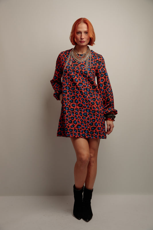 Vestido Amelia Print Caye Azul