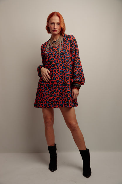 Vestido Amelia Print Caye Azul