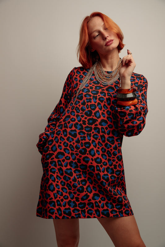 Vestido Amelia Print Caye Azul