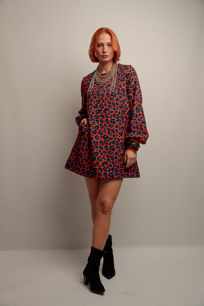 Vestido Amelia Print Caye Azul