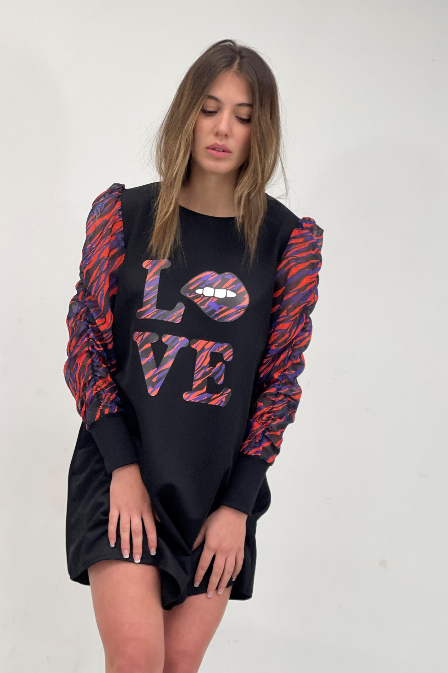 Vestido Manga Canela Boca Zebra