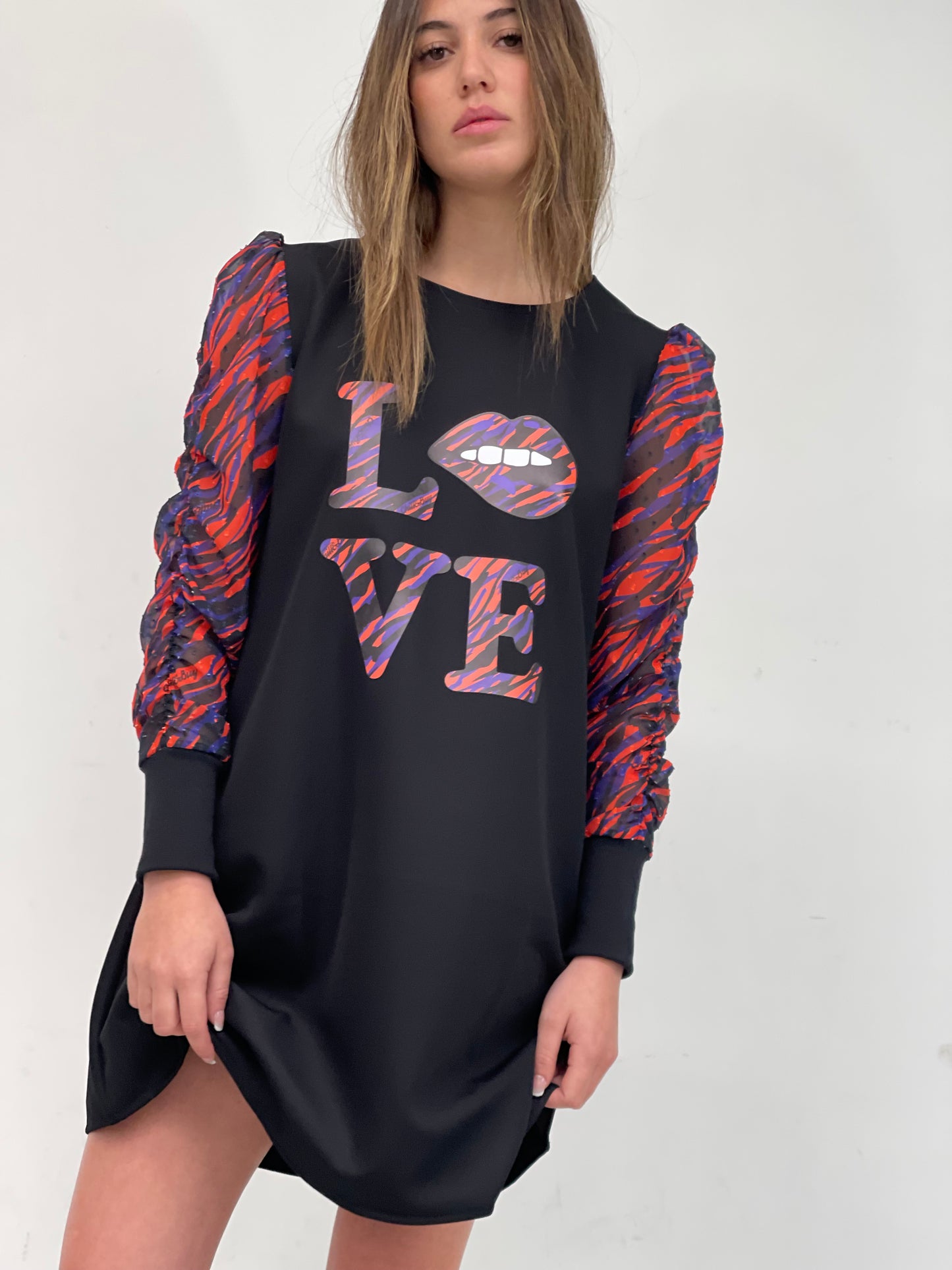 Vestido Manga Canela Boca Zebra