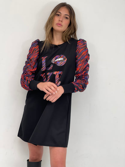 Vestido Manga Canela Boca Zebra