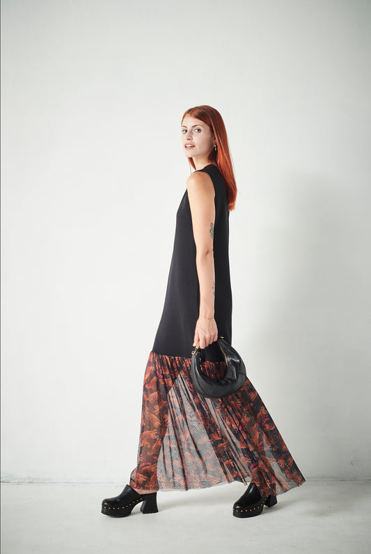 Vestido Combinado Noche Camel