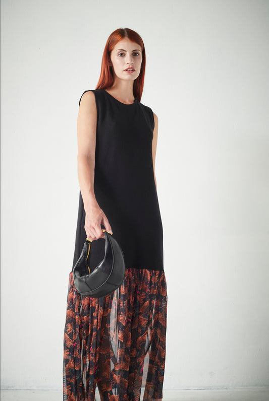 Vestido Combinado Noche Camel