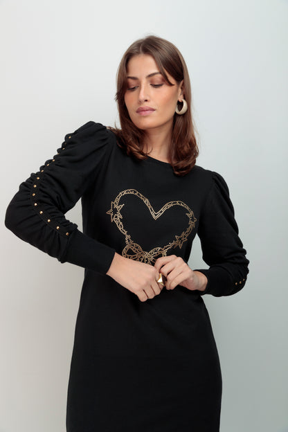 Robe cannelle nœud en forme de cœur strass
