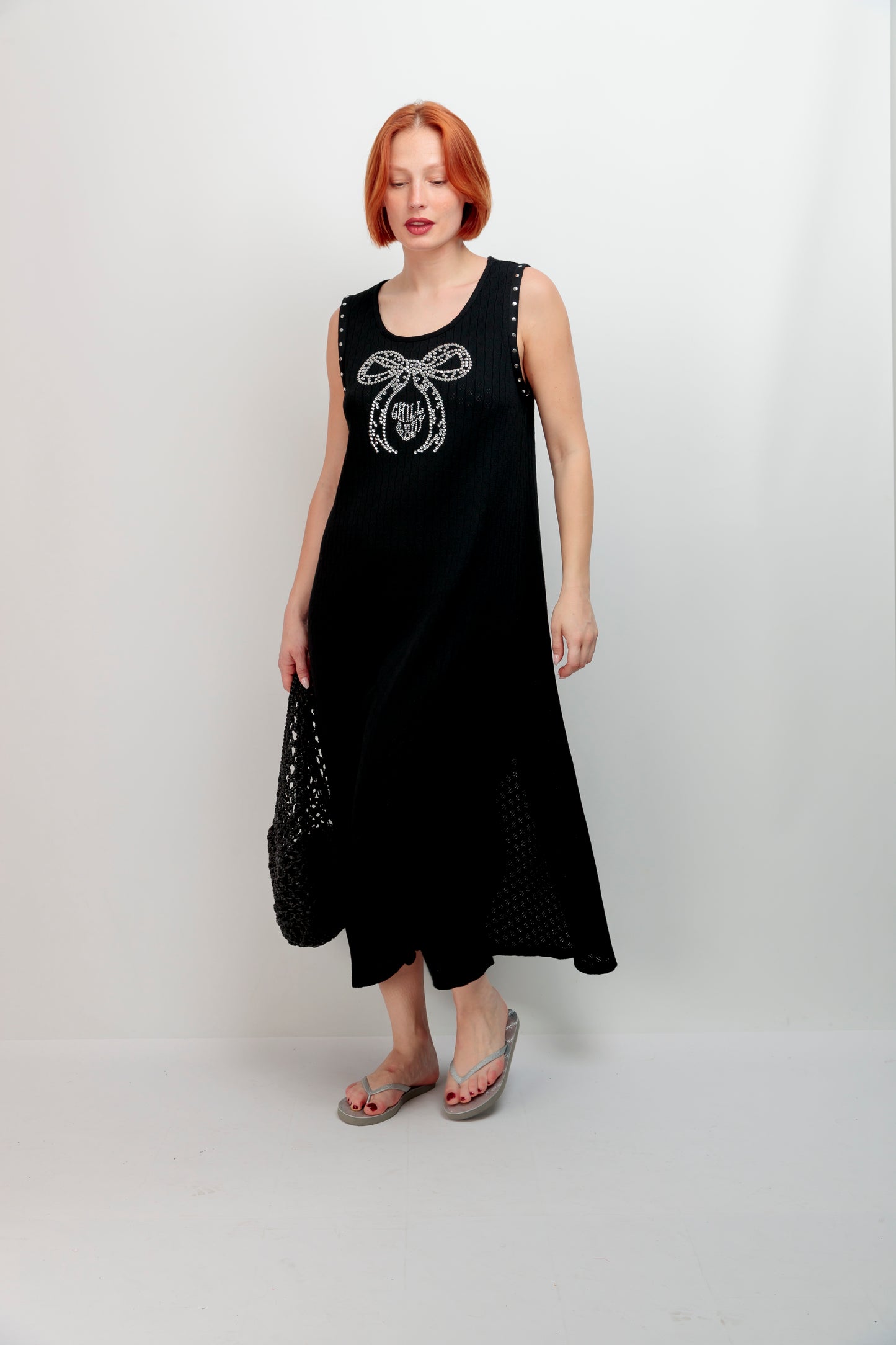 Vestido Punto Calado Lazo