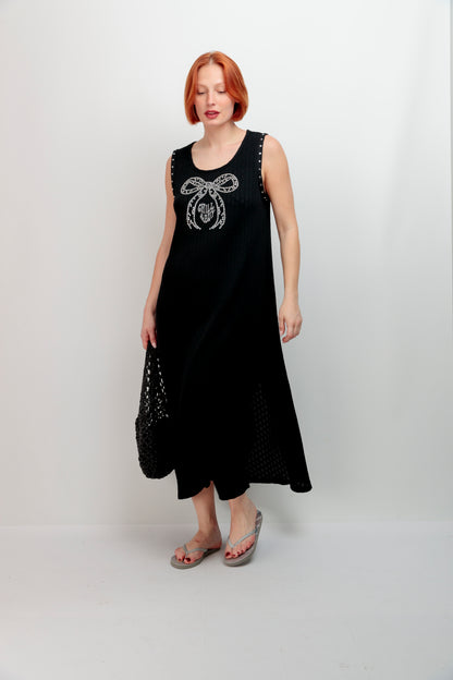 Vestido Punto Calado Lazo