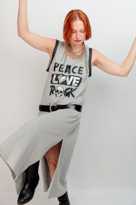 Vestido Largo Tachas Peace Negro