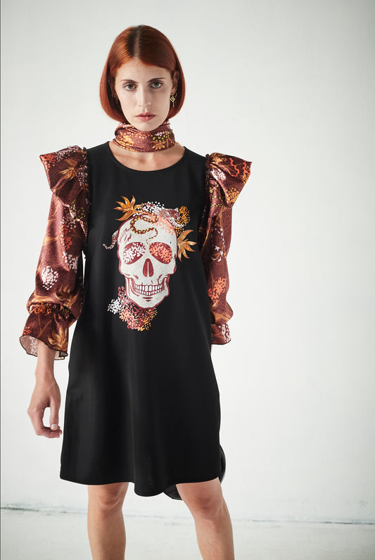 Vestido Raiz Skull Floral