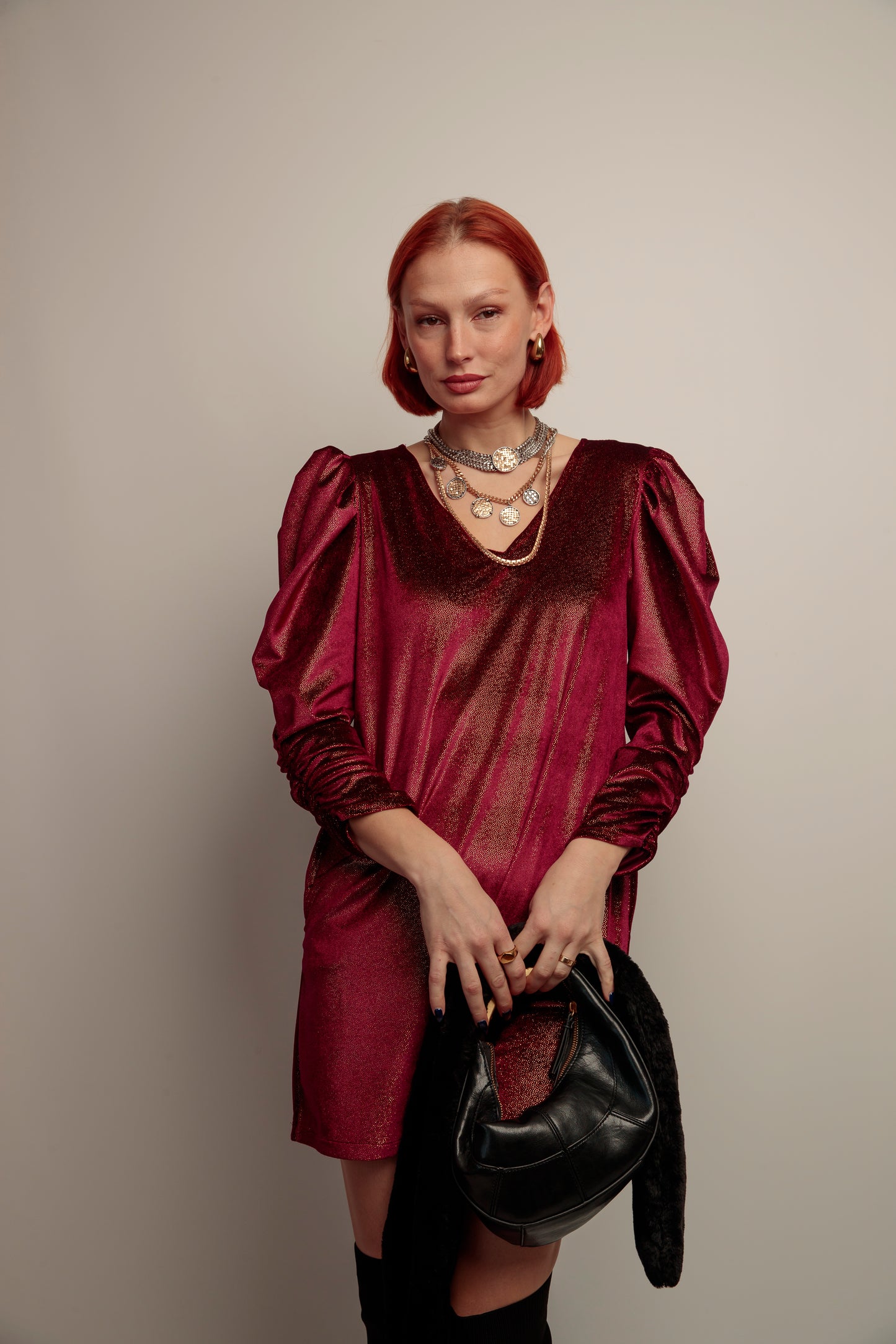 Vestido Pico Lupita Granate