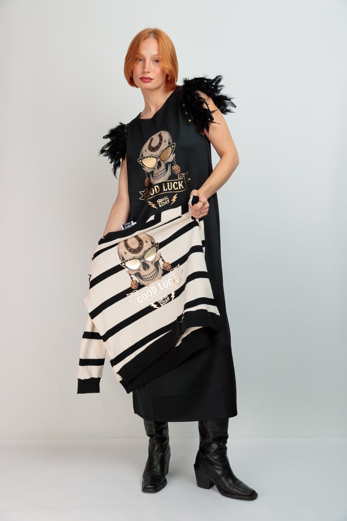 Vestido Largo Plumas Good Luck