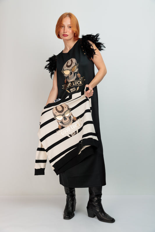 Good Luck Feather Long Dress