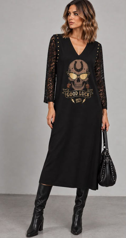 Vestido Largo Tachas Good Luck