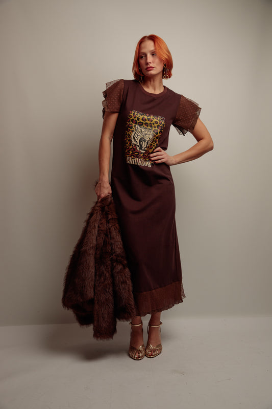 Vestido Topitos Tigre Print