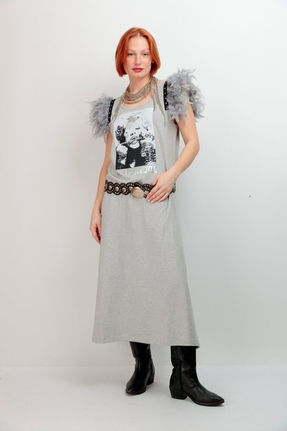 Vestido Largo Plumas Destroyer