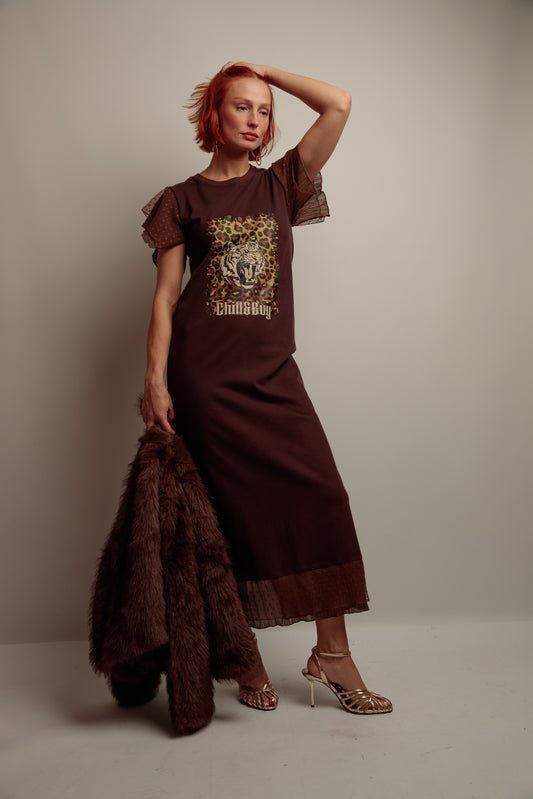 Vestido Topitos Tigre Print