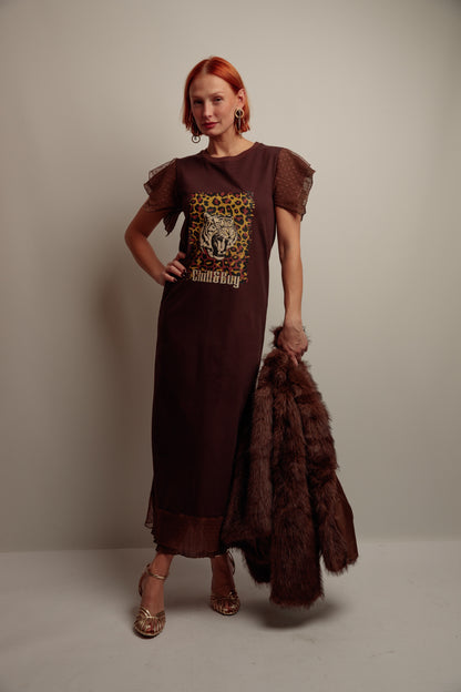 Vestido Topitos Tigre Print