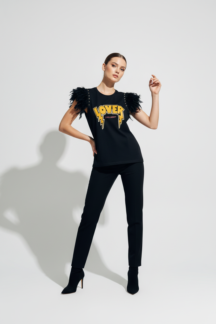 T-shirt à plumes de rock star
